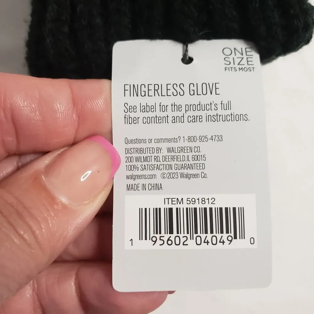 West Loop Women's One Size‎ Fingerless Foldover Gloves Mittens Black Knit Winter